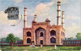 PC INDIA AGRA ENTRANCE TO AKBAR'S TOMB, Vintage Postcard (b52814) - India