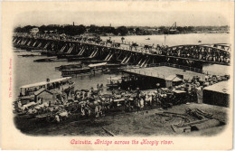 PC INDIA CALCUTTA BRIDGE ACROSS THE KOOGLY RIVER, Vintage Postcard (b52788) - India