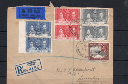 CYPRUS - 1937 - REGISTERED AIRMAIL  COVER TLIMASSOL TO LUANSHYA, NORTH RHODESIA   WITH BACKSTAMPS - Zypern (...-1960)