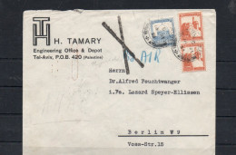 PALESTINE - 1933 -AIRMAIL COVER  TEL AVIV TO BERLIN VIA BRINDISI WITH  BACKSTAMPS - Palestine