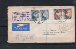 SOUTH AFRICA - 1937 - REG AIRMAIL COVER  CAPETOWN TO MONTREAL CANADA  WITH BACKSTAMPS - Ohne Zuordnung
