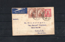 SOUTH AFRICA - 1936 - AIRMAIL CARD CAPETOWN TO HAIFA,PALESTINE   WITH BACKSTAMPS - Cartas & Documentos