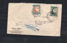 SOUTH AFRICA - 1937 - AIRMAIL COVER TO YOKOHAME JAPAN VIA HONG KONG,INSUFFICIENTL   WITH BACKSTAMPS - Cartas & Documentos