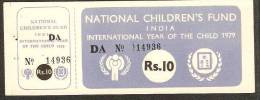 India 1979 Rs10 International Year Of Child Emblem, Children's Fund Ticket, Cindrella # 5691 - UNICEF