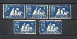 SAINT PIERRE ET MIQUELON N° 296 CINQ EXEMPLAIRES  NEUF SANS CHARNIERE COTE  3.75€   SERIE DE LONDRES  VOIR DESCRIPTION - Unused Stamps