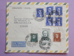 DL 19 BRAZIL  BELLE LETTRE RECO  1947  A  ROMA ITALIA   +BLOC DE 4 TP +AFF. INTERESSANT+ - Lettres & Documents