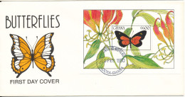 Ghana FDC 15-2-1990 Butterfly Souvenir Sheet With Cachet - Ghana (1957-...)