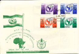 Tanzania FDC 1-7-1980 OAU PAPU (UPU) Complete Set Of 4 With Cachet - Tanzania (1964-...)