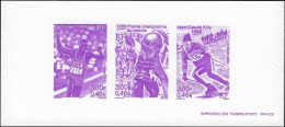 France 2000 Y&T 3313 à 3315, Feuillet De Luxe. Sports : Carl Lewis, Coupe Du Monde De Football, Jean-Claude Killy - 2002 – South Korea / Japan