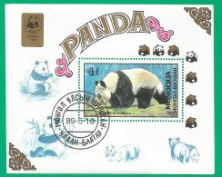 Mongolia 1989 Used Block CTO  Mi.# Blc.134 Panda - Mongolie