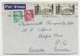 GANDON 3FR+4FR +25FR NANCYX2 LETTRE AVION MEC PARIS 1948 POUR LE CANADA - 1945-54 Marianna Di Gandon