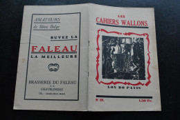 Les Cahiers Wallons N°21 Lon Do Payis 1938 Couverture Bois Joseph Gillain Jijé Firmin Callaert De Lathuy Gélinne Colin - Belgique