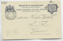 NEDERLAND INDIE ENTIER 7 1/2C BRIEF KAART 1907 TO FRANCE - Niederländisch-Indien