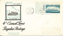 Canal Zone FDC 30-8-1958 4c Regular Postage With Cachet - Zona Del Canal