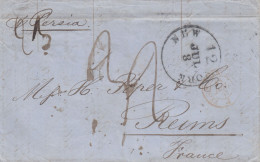 MTM078 - 1857 TRANSATLANTIC LETTER USA TO FRANCE Steamer PERSIA - UNPAID 4 RATE - Marcophilie