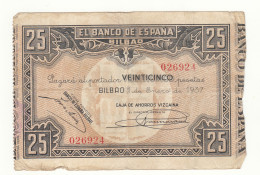 CRBL0130 BIILLETE LOCAL BILBAO 25 PESETAS 1937 BC - Otros & Sin Clasificación