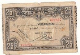 CRBL0134 BIILLETE LOCAL BILBAO 25 PESETAS 1937 BC - Otros & Sin Clasificación