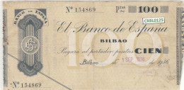 CRBL0125 BILLETE LOCAL BILBAO 100 PESETAS 1936 MBC - Otros & Sin Clasificación