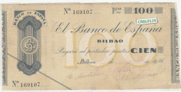 CRBL0126 BILLETE LOCAL BILBAO 100 PESETAS 1936 MBC - Otros & Sin Clasificación