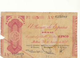 CRBL0121 BILLETE LOCAL BILBAO 5 PESETAS 1936 MC - Otros & Sin Clasificación