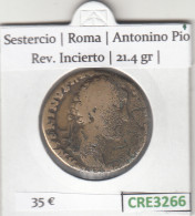 CRE3266 MONEDA ROMANA SESTERCIO ROMA ANTONINO PIO REV. INCIERTO - Gauloises