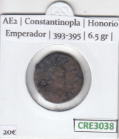 CRE3038 MONEDA ROMANA AE2 CONSTANTINOPLA HONORIO EMPERADOR 393-395 - Otros & Sin Clasificación