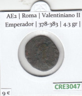 CRE3047 MONEDA ROMANA AE2 ROMA VALENTINIANO II EMPERADOR 378-383 - Sonstige & Ohne Zuordnung
