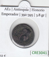 CRE3041 MONEDA ROMANA AE2 ANTIOQUIA HONORIO EMPERADOR 392-395 - Other & Unclassified