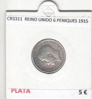 CR3311 MONEDA REINO UNIDO 6 PENIQUES 1915 MBC PLATA - Sonstige – Europa
