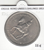 CR3316 MONEDA REINO UNIDO 5 SHILLINGS 1953 MBC - Sonstige – Europa