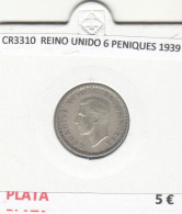 CR3310 MONEDA REINO UNIDO 6 PENIQUES 1939 MBC PLATA - Sonstige – Europa
