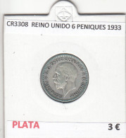CR3308 MONEDA REINO UNIDO 6 PENIQUES 1933 MBC PLATA - Sonstige – Europa