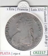 CR2217 MONEDA FRANCIA ECU 1786 (TOULOUSE) MBC PLATA - Sonstige – Europa