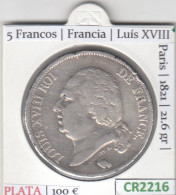 CR2216 MONEDA FRANCIA 5 FRANCOS 1821 (PARÍS) MBC PLATA - Sonstige – Europa