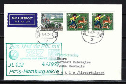 BUND Beleg Zum 1. Mal Via POL Mit 747 Japan Air Lines JL 432 Paris-Hamburg-Tokio Am 4.4.1972 - Siehe Bild - First Flight Covers