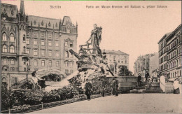 ! Alte Ansichtskarte Aus Stettin, Manzelbrunnen, Rathaus - Pommern
