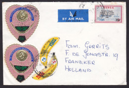 Tonga: Cover To Netherlands, 1971, 5 Stamps, Odd-shaped, Banana, Heart, Value Overprint (minor Damage, Opened 2 Sides) - Tonga (1970-...)