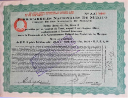 Ferrocarriles Nacionales De Mexico - Note Au Porteur - 1917 - Ferrocarril & Tranvías