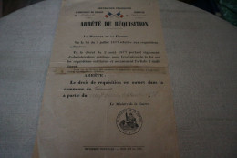 ARRETE DE REQUISITION SUBDIVISION DE REGION  ABBEVILLE COMMUNE DE VARENNES (1938) - 1939-45