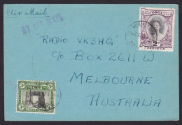 Tonga / Toga: Airmail Postcard To Australia, 1947, 2 Stamps, Queen, Ruin, Heritage, History (traces Of Use) - Tonga (1970-...)