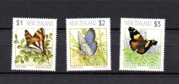 New Zealand 1991 Set Butterflies/Schmetterlinge Stamps (Michel 1208/10) MNH - Neufs