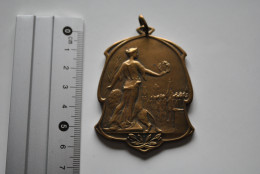 Médaille En Bronze Cercle Léopold II Attractions Concours D'étalage 1925 Molenbeek Saint Jean St Allégorie Ar Nouveau - Gemeentepenningen