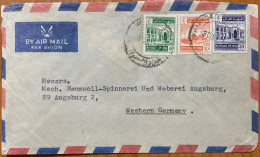 IRAQ 1963, CENSOR COVER, USED TO GERMANY, ADVERTISING EMILE MEGARBANE & CO, SCHOOL, MOSQUE & MINARETS, BAGHDAD  CITY CAN - Irak