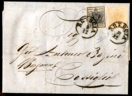 Antichi Stati Italiani - Lombardo Veneto - 10 Cent (2) + 5 Cent (1f) - Affrancatura Bicolore Su Lettera Da Brescia A Cas - Autres & Non Classés