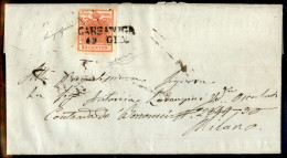 Antichi Stati Italiani - Lombardo Veneto - Carsaniga (P.ti 11) - 15 Cent (3) Su Lettera Per Milano Del 19.1.1851 - Cert. - Altri & Non Classificati