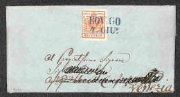 Antichi Stati Italiani - Lombardo Veneto - Rovigo (azzurro - P.ti 11) - 15 Cent (3a) Su Lettera Per Venezia Del 4.6.1850 - Altri & Non Classificati