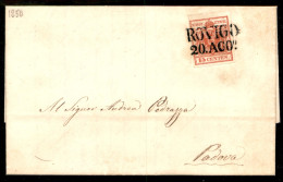 Antichi Stati Italiani - Lombardo Veneto - Fresca Lettera Da Rovigo 20.8 (1850) SD (P.ti 6) Affrancata Con 15 Cent Prima - Autres & Non Classés