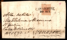 Antichi Stati Italiani - Lombardo Veneto - Lettera Da Cavarzere (SD Con C A Penna - P.ti 7) Affrancata Con 15 Cent (3e)  - Andere & Zonder Classificatie