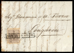 Antichi Stati Italiani - Lombardo Veneto - Lettera Recante 30 Cent (7) - Buoni Margini - Venezia R50 (P.ti 5) - Ex Coll. - Otros & Sin Clasificación