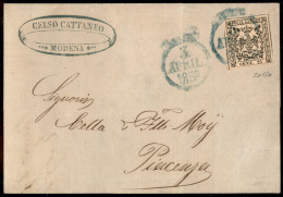 Antichi Stati Italiani - Modena - 25 Cent (4) Isolato Su Lettera Da Modena A Piacenza Del 3.4.1858 - Molto Bella - G. Co - Sonstige & Ohne Zuordnung